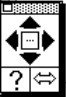 A tiny rectangle with four compartments: a small close-box on the left end of a gray strip across the top (the so-called'drag-strip'); below that the compass tool: an arrangement of squat solid arrows pointing in the four cardinal directions of an hierarchical arrangement of files — up (parent), next (sibling), down (child), previous (sibling), surrounding a hollow square with three horizontal dots for switching from text view to map view & vice versa; below that two compartments: on the left a question mark which opens Roadmap view and on the right a hollow double-headed arrow for navigating to the next writing space on the path.
